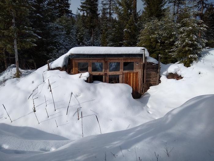 snow drift cabin. 