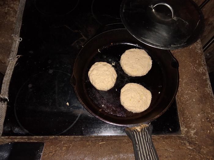 Second attempt at salmon patties. Don't use too much oil in the pan kids, the salmon's got plenty.