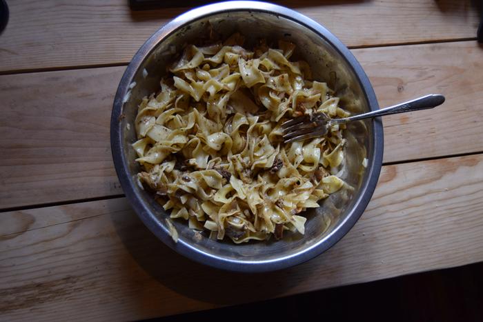 Onion raw and sauteed, a little chopped up white chedder, morels with some greek sauce. Wouldn't mind finding a stash of morels big enough to batter n fry tho. 