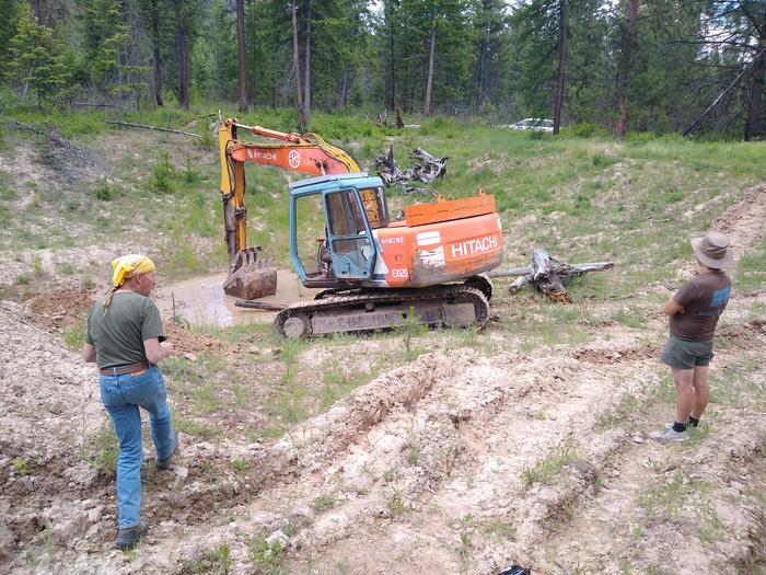 A few of us working on the pond