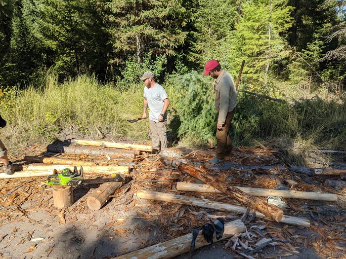 we had a log peeling party in the morning shift.