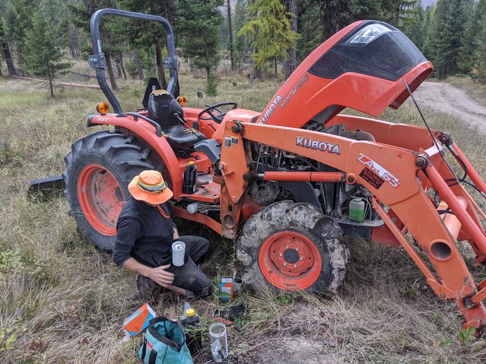 meanwhile Steven is taking care of some kabota maintenance.