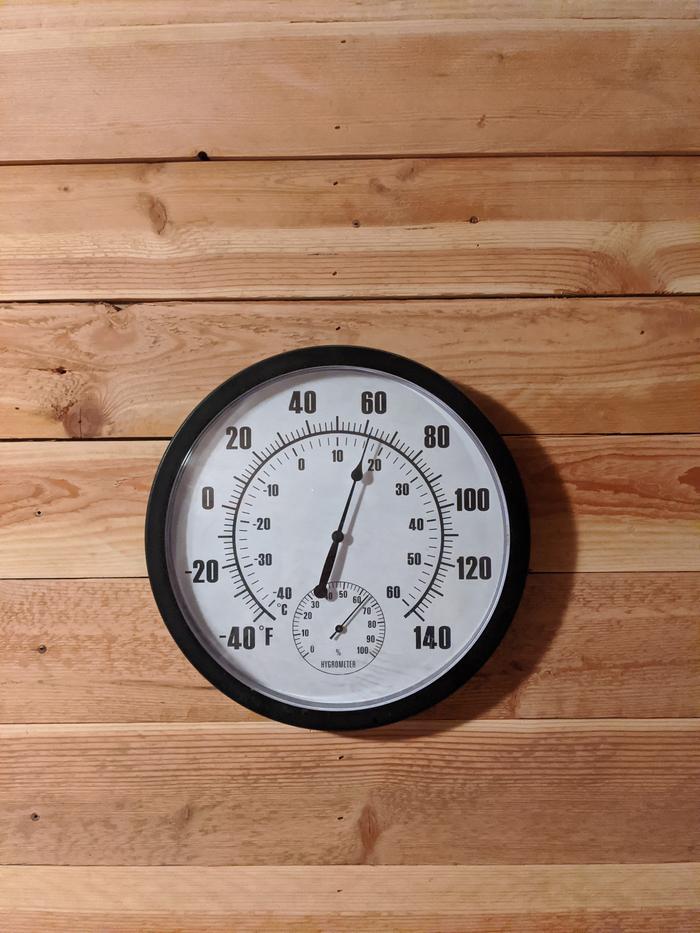 whether it be the insulation mods done to the red cabin last year or the mass of the new rmh, I think this is going in the right direction. The heat had been turned off at 10am the day before and 8am it was 62 inside and 37 outside. 