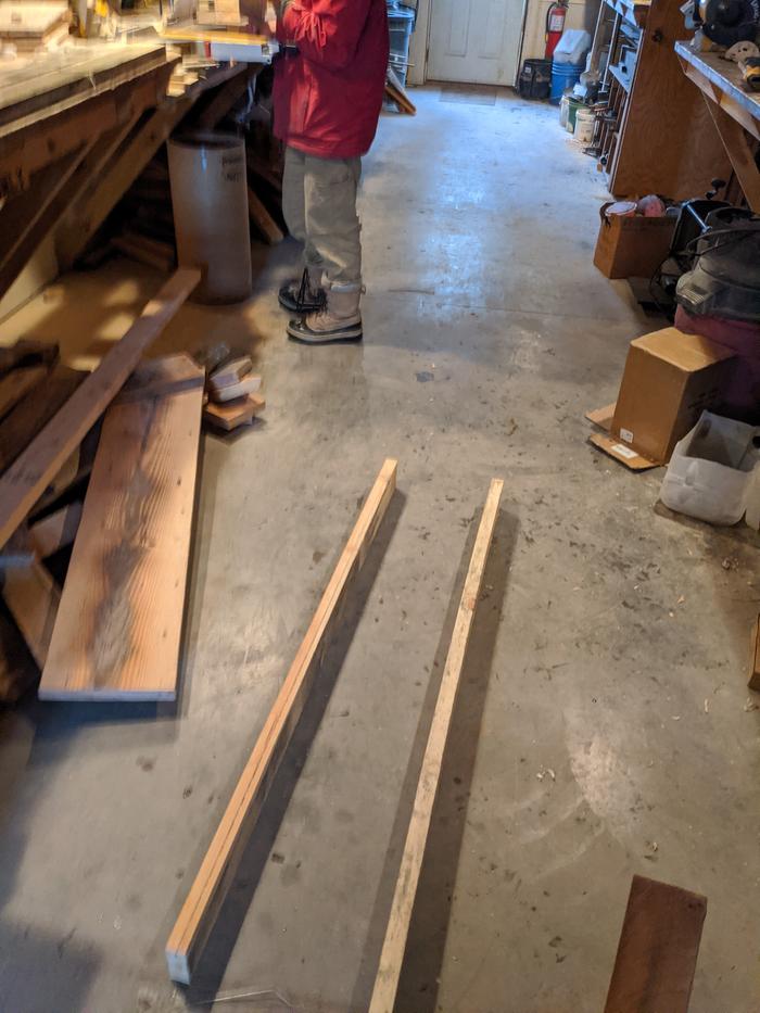 Grey and I building a simple wood rack to go inside cooper cabin on the RMH mass. We whipped this one up in a hurry - just two boxes and four posts tho. 