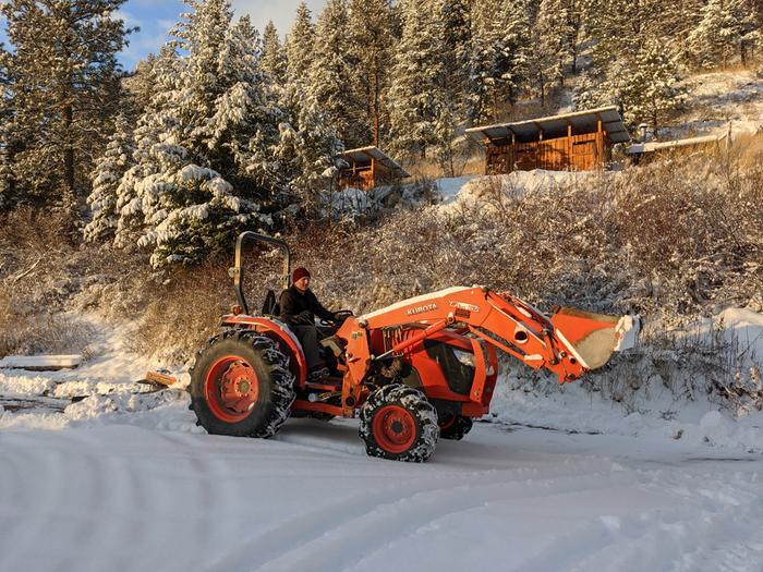 It was Stephen's turn to shove some snow around this morning. 