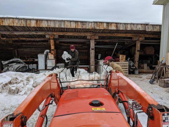 The weather's been warm more often than not but the snow banks are hanging in. Moving them isn't too bad tho as they're something between giant ice chunks and snow. 