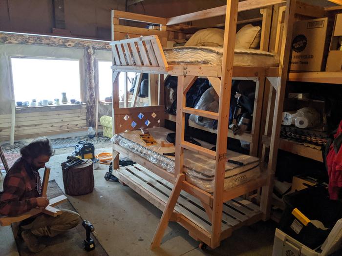 I like the way this project is turning out. Compared to some of our other bunks, I think we used a fraction of the materials and have some significant design improvements. net+ 