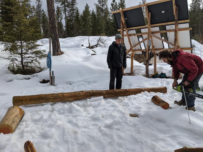 Grey and new boot bud Reid(hope I got that spelling right) getting ready to make some log cradles.