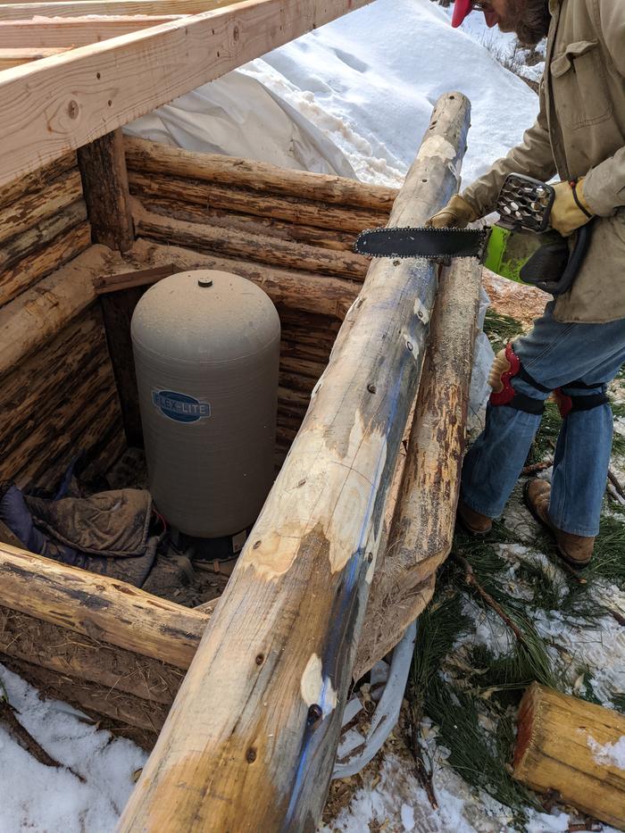 Hopefully, if the somewhat ambitious idea of having a roof that pivots open on a log hinge is a little difficult to grasp, these pics will help bring the idea together. 