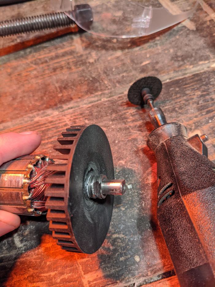 Removing the remaining bearing is delicate job for the dremel 