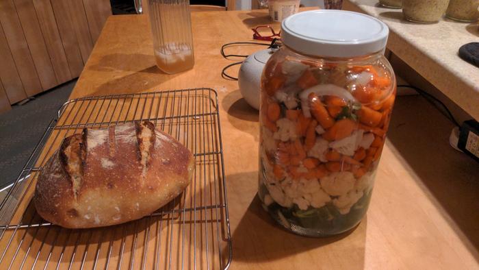 sourdough bread and escabeche