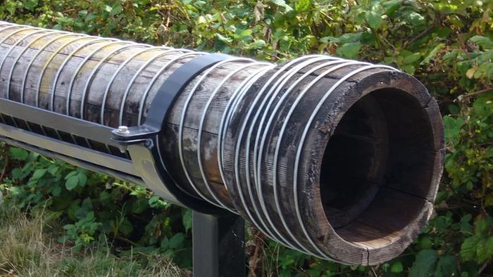 wood stave pressure pipe for water distribution