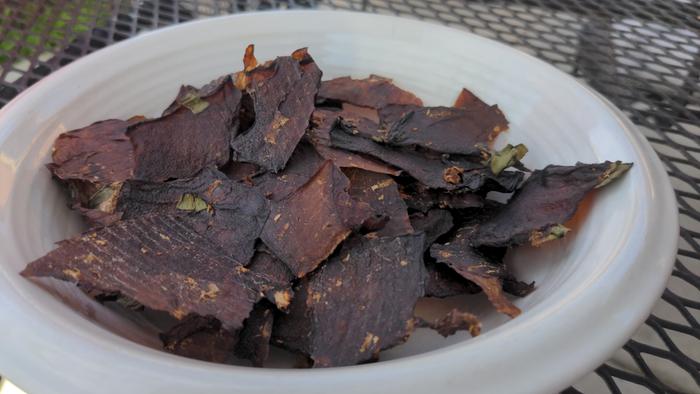 teriyaki vegan jerky made from extra kombucha SCOBY