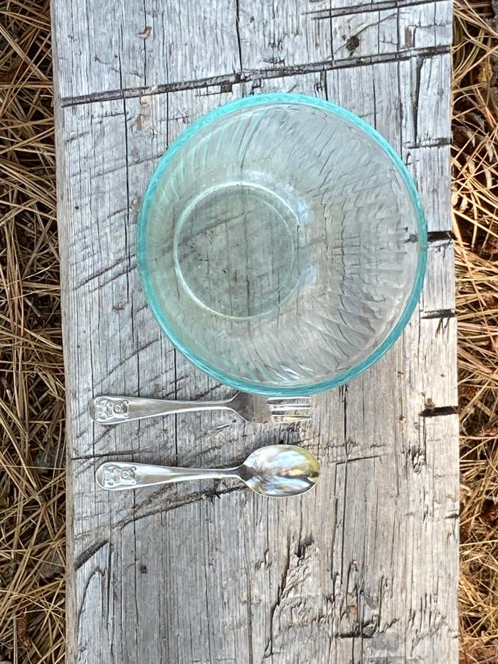 Bowl and silverware remain ready.. although I’ve noticed it moves each time I visit….. curious