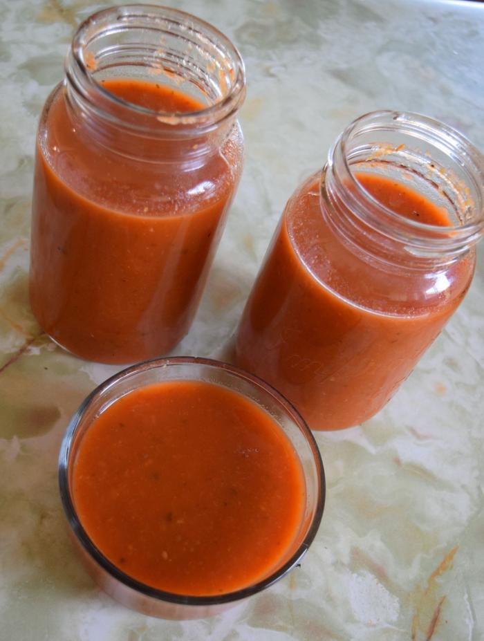 home made tomato soup jars