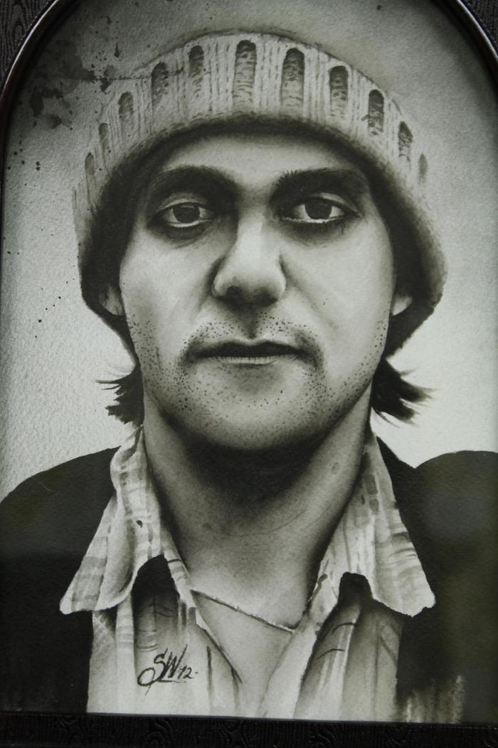 Conor Oberst Portrait, black ink and water.