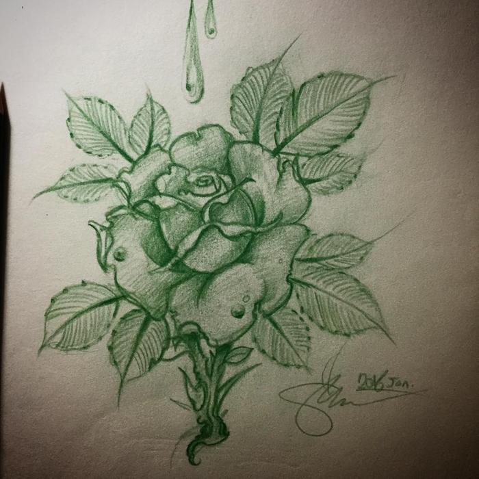 quick Rose pencil sketch