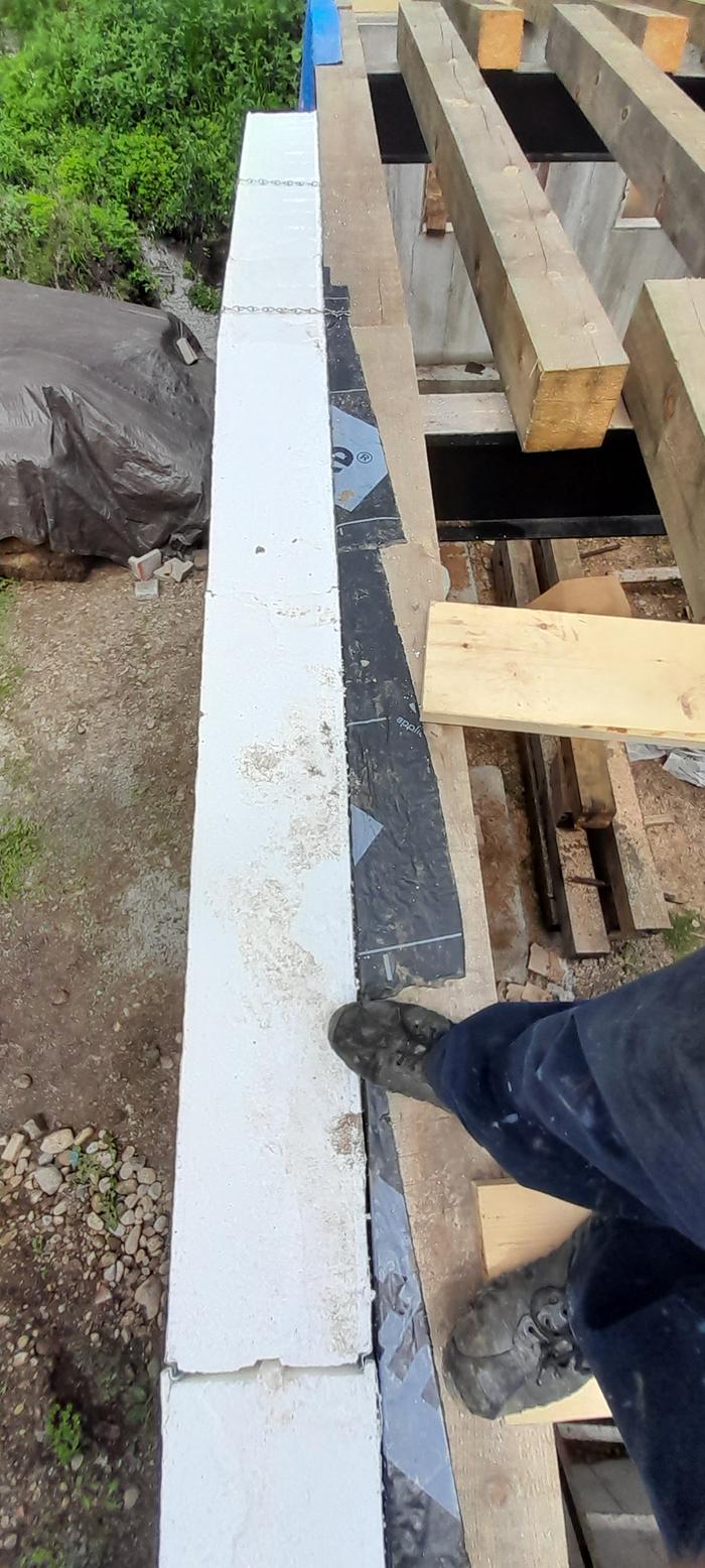 top view of front wall with sip panels attached
