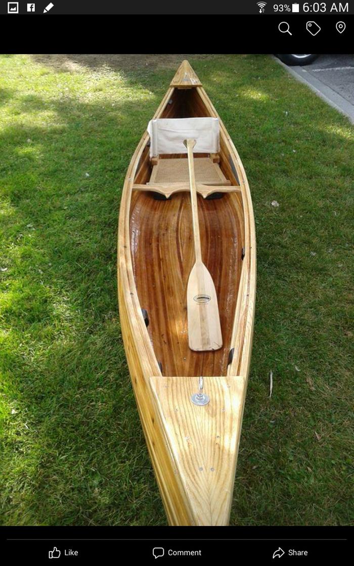 a cedar strip canoe built by dave lotte