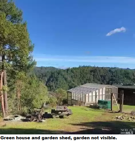 Greenhouse and fire pit.