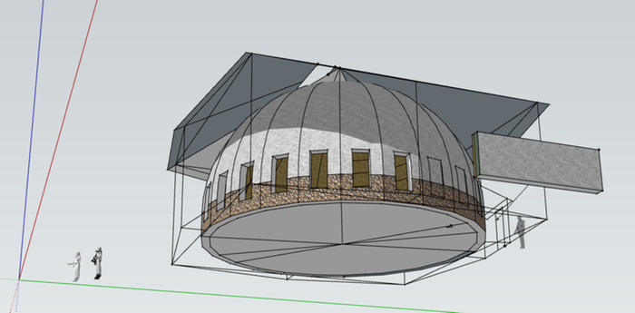 View from under, the roof structure is not drawn yet but it needs a heavy structure to support the weight of snow