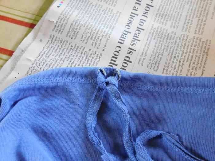 Cheating knicker waistband tie cord buttonholes