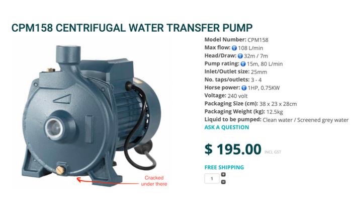 Old pump with it’s technical specs