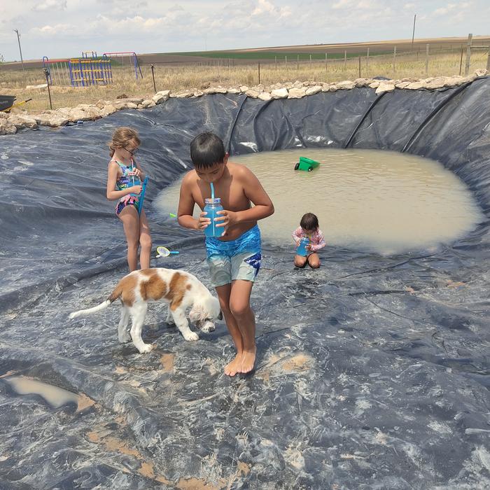 natural swimming pool partially filled with storm water