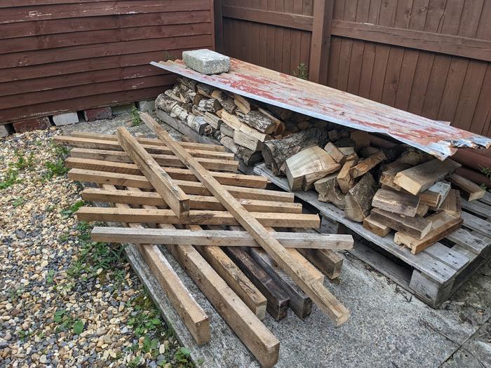 2x4s, from a skip, with the nails painstakingly removed