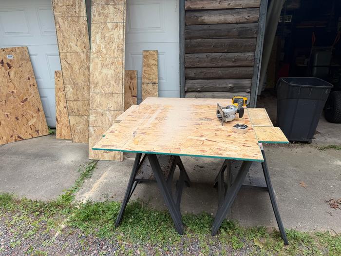 My workspace around the garage from the henhouse.