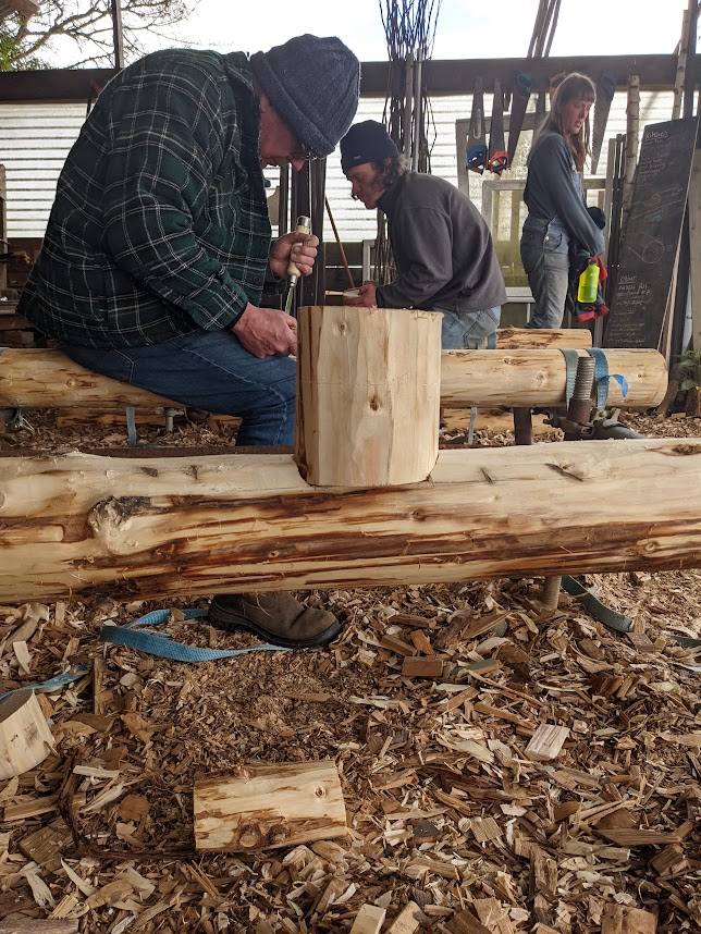 Ring beam is attached to upright posts using M+T