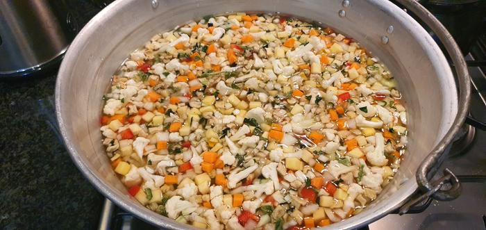 Piccalilli vegetables in brine
