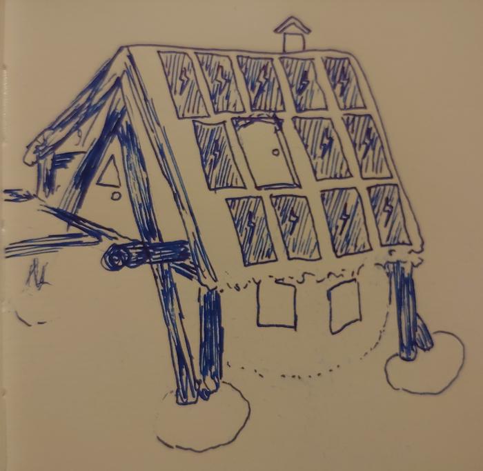 My vision of the house with a window in the center of the roof