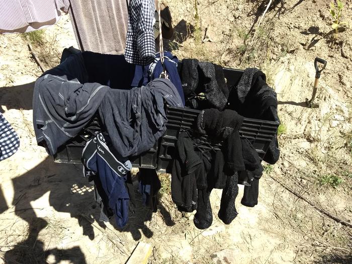 Socks and underwear in the two-crate dryer