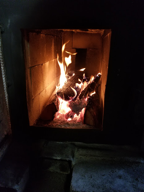 Just a baby fire to test for leaks