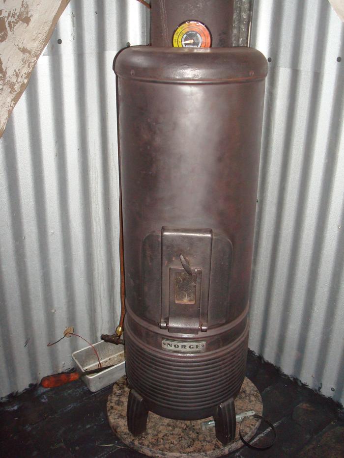 1937 Norge heater that runs on veggie oil