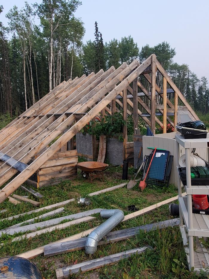 a-frame greenhouse in progress