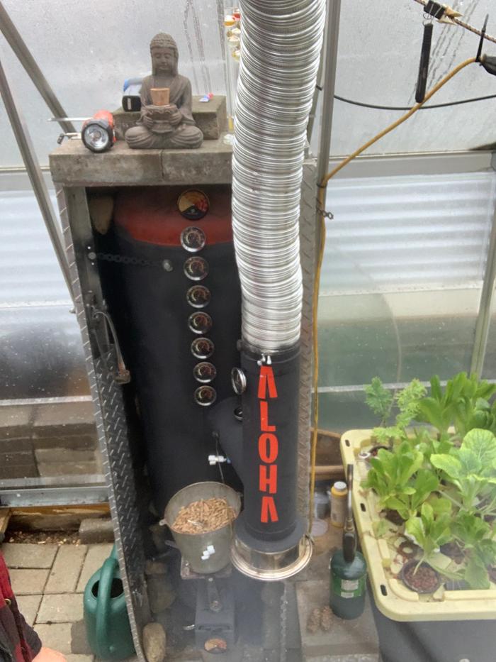 Frankenstove 5 with sand battery water heater for hot tub