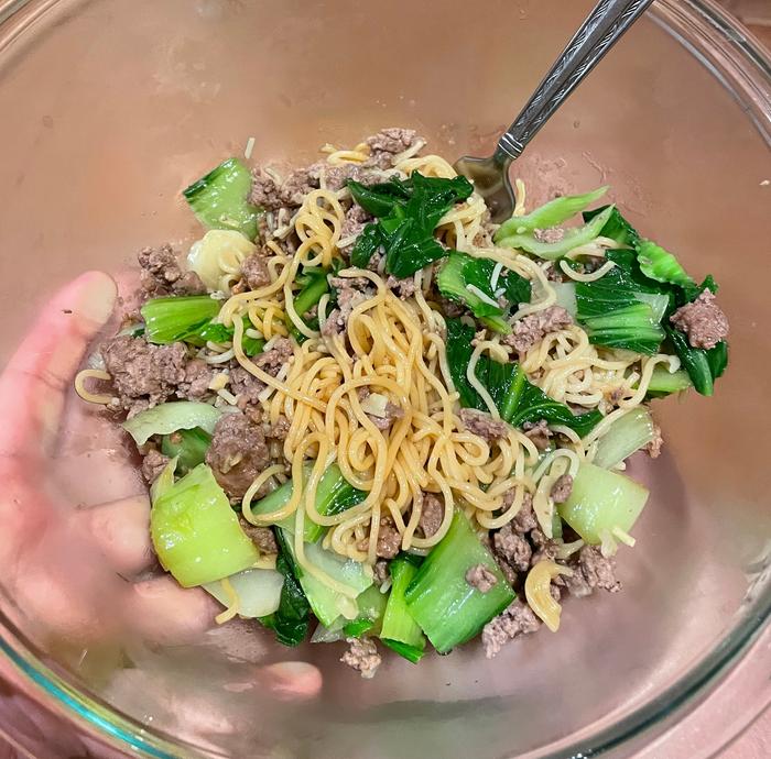 GF Ramen with ground lamb & bok choy