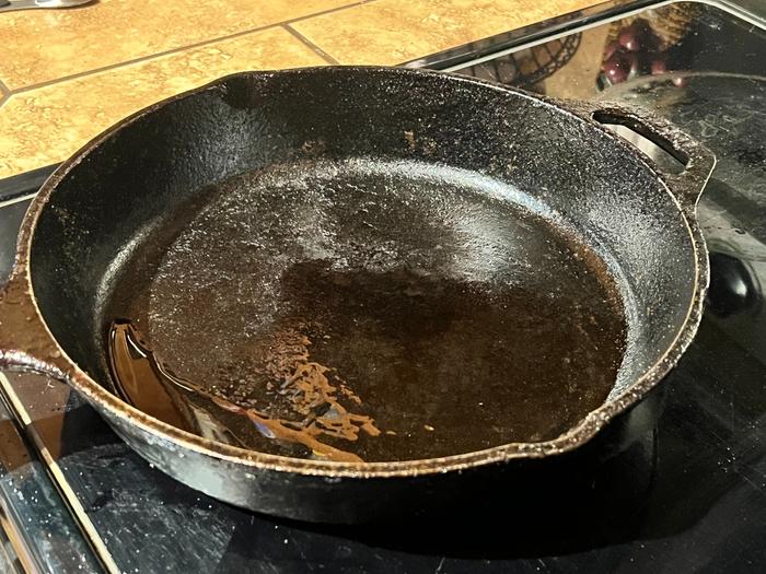 This is the cast iron pan before cooking.