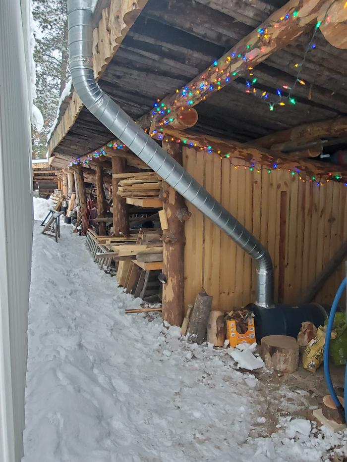 Lights along the berm shed