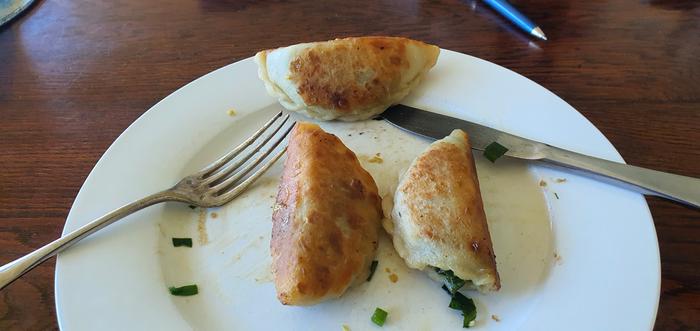 Egg and garlic chive pasties