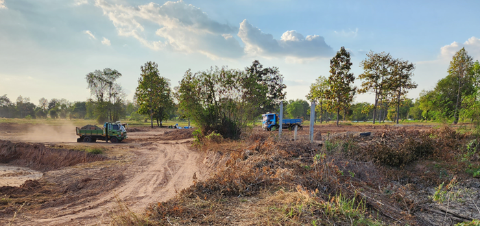 10th of December 2022 - the new lake is almost connected to the existing pond. Just a small dam and a tiny little mount occupied with leucaena trees had to be dug out. 