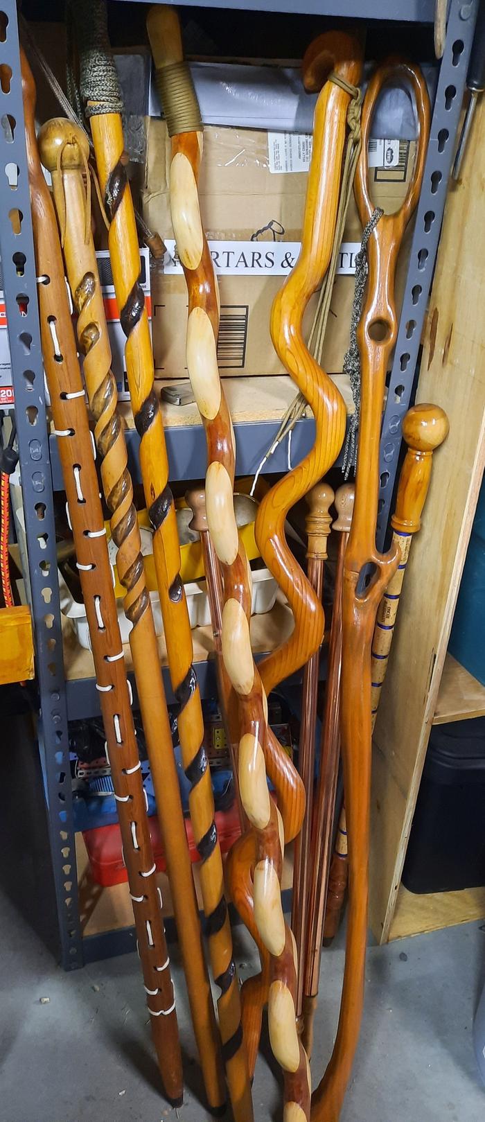 a collection of fantasy walking sticks