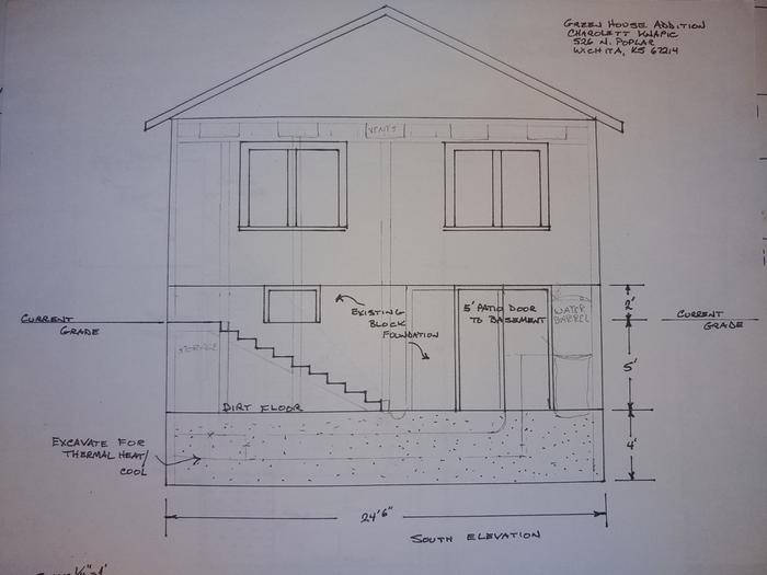 south view basement level drawing