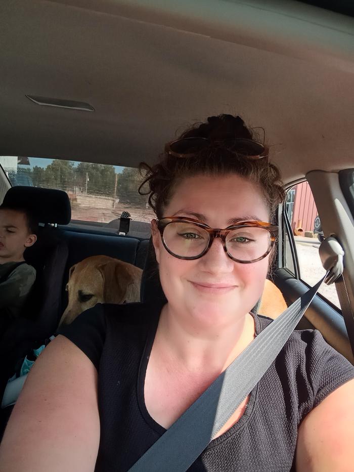 My, my kiddo and a pup I was fostering 