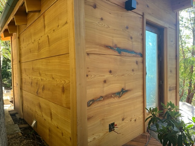 Gorgeous wood slab siding