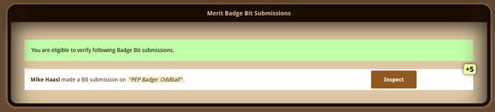 But here it is asking me to do it. I've never seen the code ask me to judge something that I didn't already have the badge including that BB, so I'm assuming it's because Oddball is odd, but it also seems like it could be made to work right(ish).