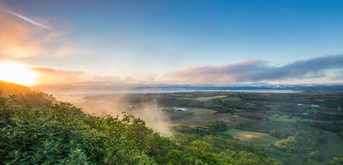 Over the mountain into the Annapolis Valley, hottest growing zone of the Atlantic region, watermelon, even peanuts, gee whiz!