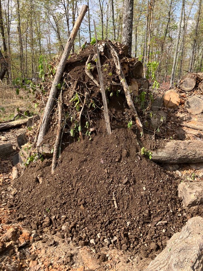 Starting to pile soil on test corner